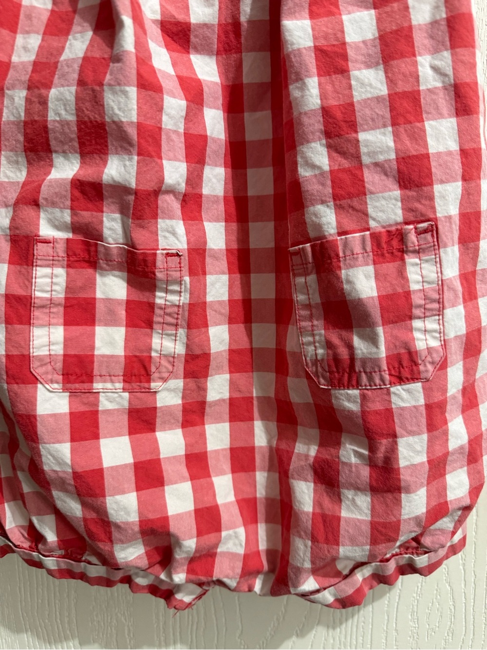 GAP Red & White Gingham Tie-Shoulder Bubble Romper - Picture 3 of 6